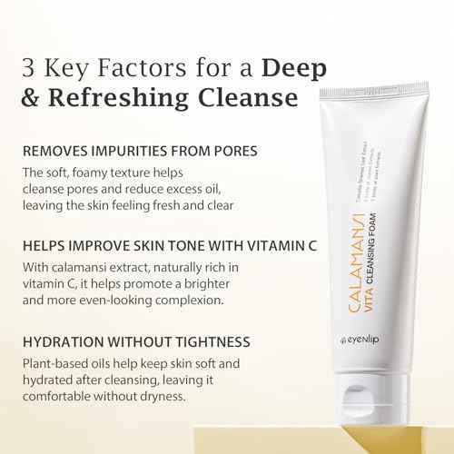 eyeNlip Calamansi Vita Cleansing Foam 4.23?fl?oz - Revitalizing Cleanser with Calamansi Extract, Centella & Hyaluronic Acid for Gentle Daily Care, Korean Skincare