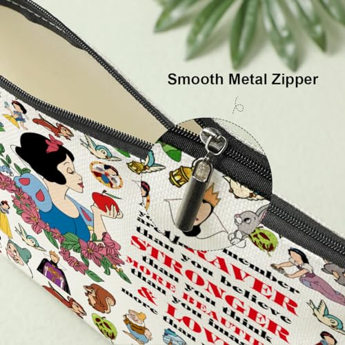 Decohim Magical Princess Makeup Bag Inspired Princess Character Christmas Birthday Friendship Gifts for Women Girls Niece Magic Fairy Tales Inspirational Braver Stronger Beautiful Cosmetic Bag