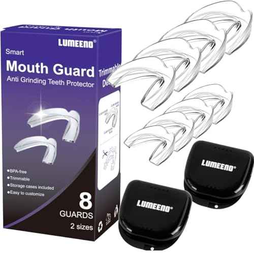 Mouth Guard for Grinding Teeth at Night ? Custom Fit Night Guards for Teeth Grinding with 8 Trimmable Dental Guards and 2 Travel Cases