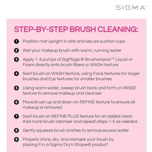 Sigma Beauty Makeup Brush Cleaner Mat ? Sigma Spa Express Silicone Makeup Brush Cleaning Mat with Suction Cups for Cleaning Makeup Brushes, Compact Design Fit for Any Travel Makeup Kit (Pink)