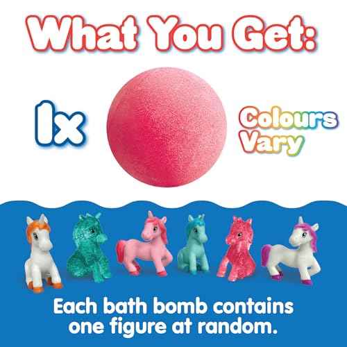 Large Unicorn Surprise Bath Bomb, 6 Surprise Unicorn Toys to Collect in Total, One Per Bath Bomb, Children's Collectible Bath Toy, Stocking Filler Toy, Xmas Present for Boys & Girls