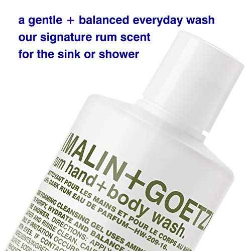 Malin + Goetz Rum Hand & Body Wash, 16 Fl. Oz. ? Men & Women Natural Body Wash For All Skin Types, Foaming Hydrating Cleansing Gel, Cruelty-Free & Vegan
