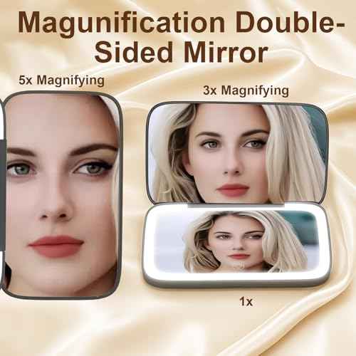 Mini Travel Makeup Mirror Pink Dual-Sided 5X/1X Magnification, 180¡Æ Foldable Design, Portable Cosmetic Mirror for Handbag Small Make up Mirror for Gifts