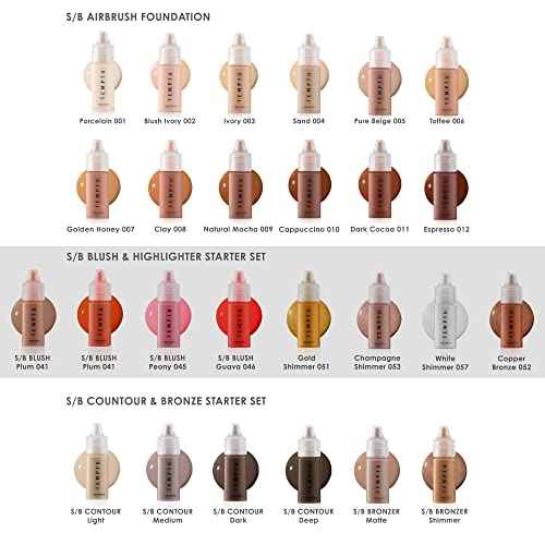 TEMPTU Pro Plus Deluxe Complete Airbrush Kit: Airbrush Makeup Set for Pros Includes Blushes, Highlighters, S/B Foundation, Contour & Bronzer Colors, and Concealer, Travel-Friendly