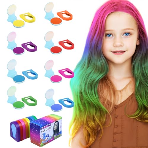 8 Colors Kids Washable Hair Chalk for Girls Boys,Halloween Safe Temporary Hair Dye Color Makeup for Kids Adults,Ideal for Cosplay Carnival Singer Concerts Sport Events Birthday Party