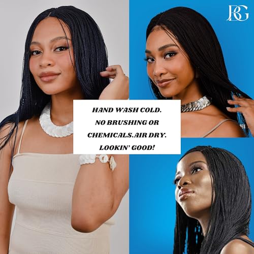 Twisted Wigs, 18-Inch Micro Million Twist Braided Wig - Light, Soft Braid Wigs for Black Women with Glueless Front Lace Closure - No Tangle Synthetic Braid- Darkest Brown Color 2