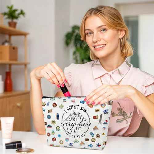 Camping Gifts for Women, Camping Essentials Makeup Bag, Hiking Gifts for Women, I Haven't Been Everywhere But It's on My List Cosmetic Bag