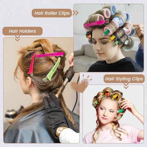 12PCS Hair Clips for Styling - No Crease Hair Clips for Women - Non Slip Duck Billed Hair Roller Clips with Silicone Band - Salon Hair Sectioning Clips