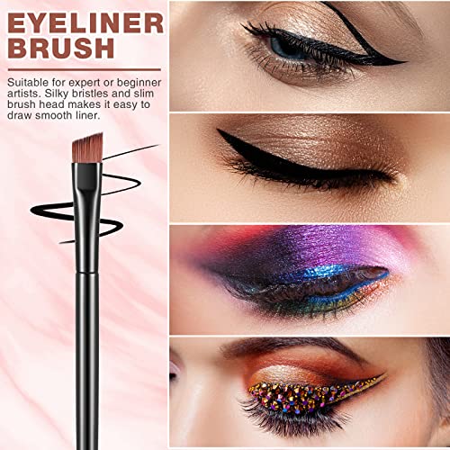 Gerrii 100 Pieces Disposable Angled Eyebrow Brushes Eye Liner Brush Disposable Angle Brushes Tinting Brushes for Women Girls Salon Beauty Cosmetic Make up Tool Esthetician Supplies(Black)