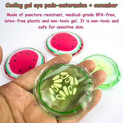 Hot and Cold Eye Pads, reusable eye patches - Soothing, Revitalizing, Puffiness, Refresh, Relieves Stress, Relax, Relieves Puffiness and Tension(2 watermelons + 2 cucumbers)