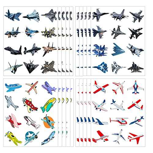 Fighter Jet Temporary Tattoos Stickers for Kids 20Sheet Military Air Force Airplane Party Favors Decoration Supplies Army Themed for Girls Boys Classroom School Gifts Prizes Rewards