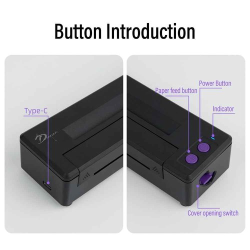 Autdor Tattoo Stencil Printer Wireless Tattoo Printer Machine Thermal Printers Compatible with Phone Pad and PC Tattoos Transfer Machine Bluetooth and USB Connectivity for Tattooing Supplies