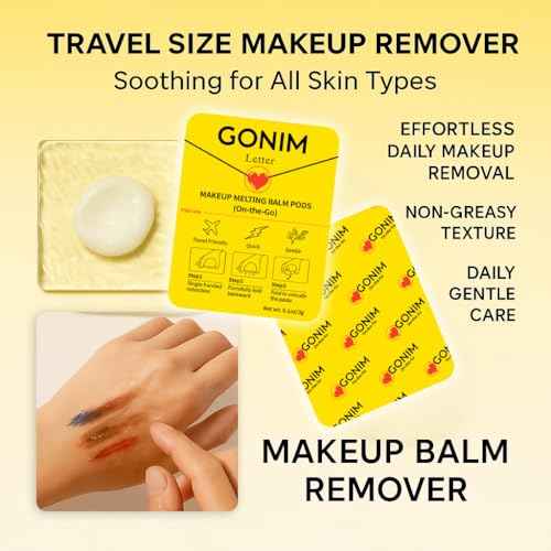 GONIM Cleansing Balm Makeup Remover, Hydrating Facial Cleanser for On-the-Go, Makeup Remover Melting Balm, Travel Size Mini Makeup Cleansing Oil, Travel Essentials for Women, Soothing 3gx15pcs