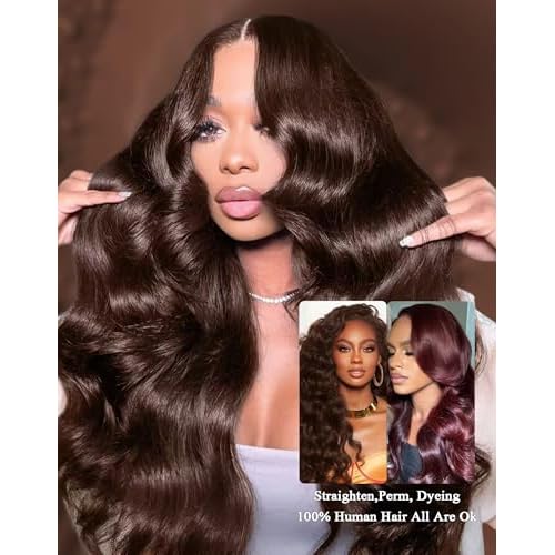 4# Chocolate Brown Lace Front Wig 26 Inch Body Wave Lace Front Wigs Human Hair 13x6 200 Density HD Lace Colored Wigs | Soft Non-shedding Non-tangling Full Length No Peculiar Smell