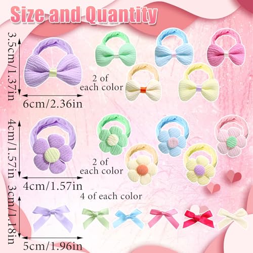 48 Pcs Toddler Hair Ties for Girls, Baby Hair Bows Cute Flower Hair Ties Colorful Elastics Scrunchies,Bow Hair Clips Y2K Snap Hair clips,Seamless Ponytail Holders, Little Girls Hair Accessories