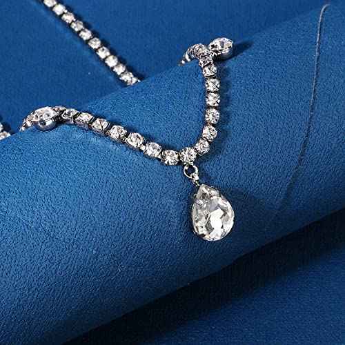 Missgrace Bridal Women Simple Silver Shining Rhinestone Waterdrop Head Chain Headband Headpiece Boho Tassel Forehead Wedding Prom Praty Halloween Hair Chain Accessories for Women
