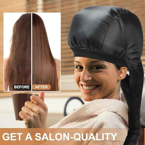 Generic Ultimate Hooded Hair Dryer Cap ?Hair Dryer Cap Perfect for Speedy Drying & Deep Conditioning at Home (Dark Black)