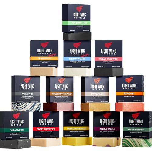 Right Wing Naturals Bar Soap Gift Set for Men | 13 Bar All Natural Variety Pack | Handcrafted Cold-Pressed Soap | Handmade Organic Soap for Men | Most Popular Scents | Natural Scented Men¡¯s Bar Soap