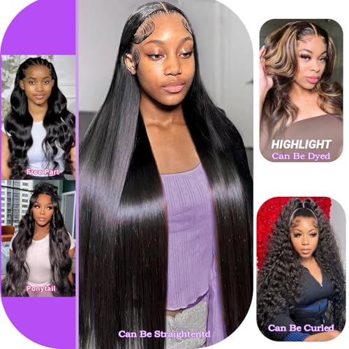 13x6 Body Wave Lace Front Wigs Human Hair 200% Density HD Lace Front Wigs Human Hair Pre Plucked Natural Color Glueless Wig 100% Virgin Lace Front Wigs for Women(24inch)