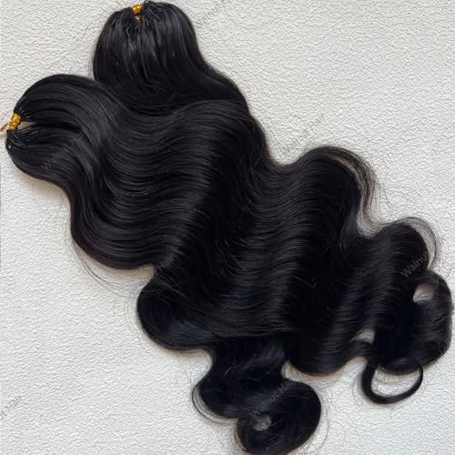 Body Wave Pre Separated Crochet Human Hair Braids Extensions Body Wave Brazilian Virgin Hair for Boho Braiding Knotless Feather Hair Extensions For Black Women Natural Color 20inch 60g