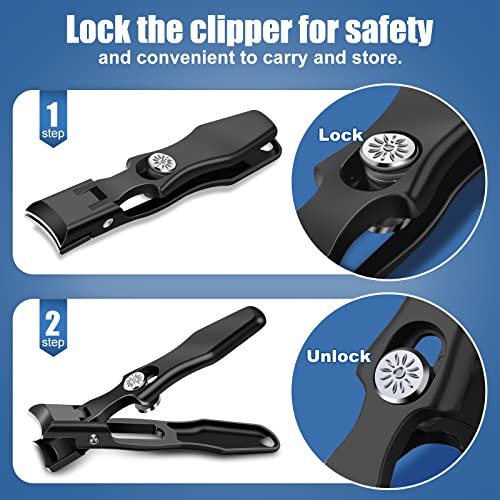 German Nail Clippers for Men with Catcher, Stocking Stuffers for Men Large Toenail Clippers for Thick Nails, Heavy Duty Ultra Anti-Splash Toe Nail Cutter, Christmas Xmas Presents Gifts for Adults