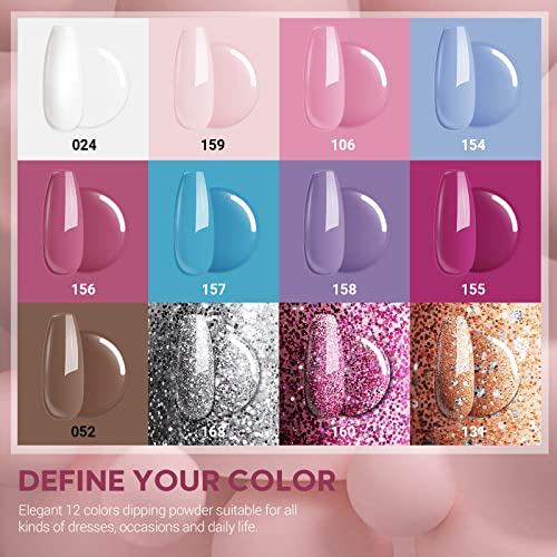 Modelones Dip Powder Nail Kit-12 Colors Morandi Series French Style Quick Drying Dipping Powder Kit Starter with Activator and Base Top Coat, Essential Manicure Nail Dipping System for Salon DIY at Home