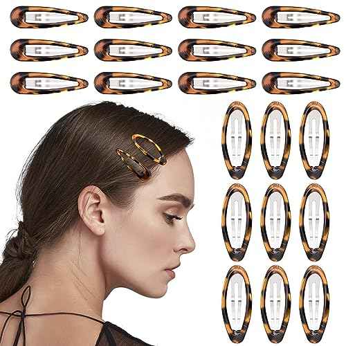 28pcs 2inch Oval Snap Hair Clips Vintage Tortoise Hair Barrettes Metal Epoxy Wedding Prom Accessories for Women
