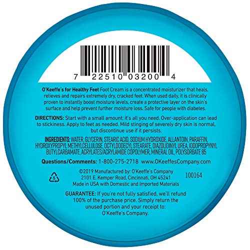 O'Keeffe's K0320001-4 Healthy Feet Foot Cream in Jar (4 Pack), 3.2 oz