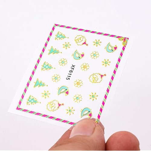 24Sheets Christmas Nail Art Stickers 3D Self-Adhesive Nail Decals Snowflake Santa Claus Elk Snowman Nail Pegatinas U?as Supplies Holiday Nail Art Design Decoration Accessories
