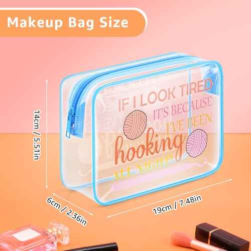 Crochet Gifts for Women Clear Makeup Bag Crochet Lovers Gifts Knitting Lover Present for Her Friend Sister Daughter Mom Aunt Pvc Cosmetic Bag with Zipper Mothers Day Chrismas Birthday Travel Pouch