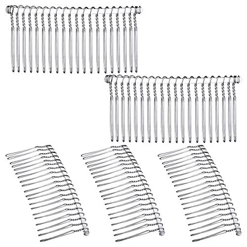 5 Pieces Hair Combs for Women Accessories Metal Bridal Hair Comb 20 Teeth Wedding Veil Comb Decorative for Women Fine Hair(White K)
