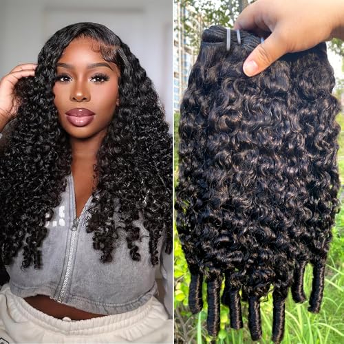 PerisModa Burmese Curly Bundles Human Hair 100% Unprocessed Raw Virgin Water Wave Quick Weave Hair Bundles with Spiral Curly Ends 15A 3C4A Kinky Curly Human Hair One Bundles Natural Black 24Inch