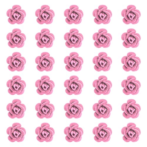 Wecoe Small Pink Rose Flower Hair Accessories - 30 Pcs Tiny Mini Cute Decorative Clips for Women - Ideal for Weddings, Christmas Gifts