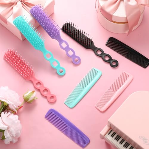 72 Pcs Bulk Hair Brushes Combs Set for Homeless Individually Wrapped Hairbrushes Bulk Curly Thick Long Smoothing Detangling Hairbrushes for Women Hotel Homeless Nursing Charity (Multicolor)