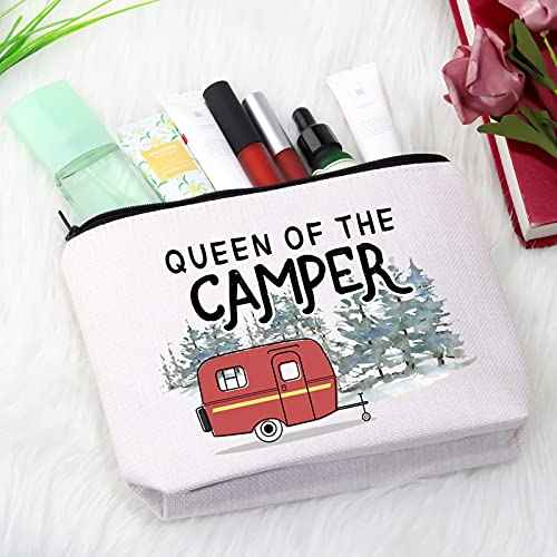 GJTIM Queen of the Camper Outdoor Gift Camping Camper Novelty Happy Camper Shopping Tote Bag (Camper Camper Bag)
