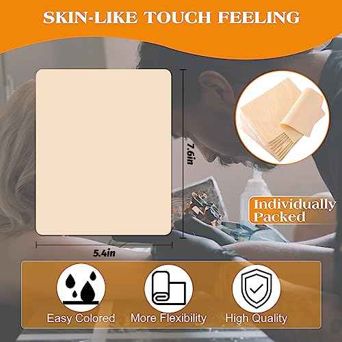 Tattoo Practice Skin With Transfer Paper - 35Pcs Kit Including 10Pcs Double Side Skin and 25Pcs Stencil Paper for Supplies