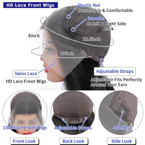 20Inch 13x4 HD Lace Front Wigs Human Hair 180% Density Body Wave Lace Front Wigs Human Hair Lace Front Wigs for Women Glueless Body Wave Wigs Human Hair Pre Plucked with Baby Hair Natural Black