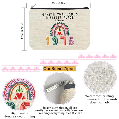 ancpeany 50th Birthday Gifts for Her, Funny 1975 50th Birthday Decorations Makeup Bag, Anniversary 50 Old Year Gift Ideas for Women, Wife, Sister, Mom, Aunt, Cool Cosmetic Travel Bag for Mothers Day