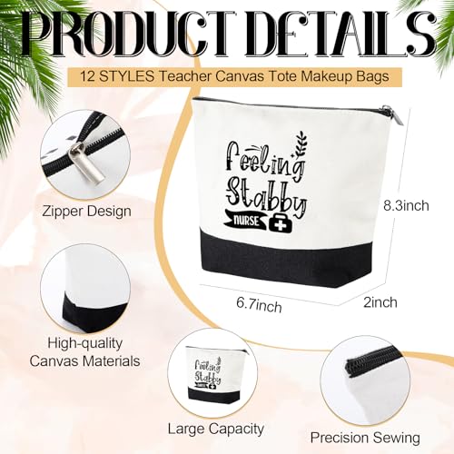 Paterr 24 Pcs Christmas Nurse Appreciation Gifts Bulk, Thank You Cna Canvas Tote Bags Makeup Cosmetic Bag with Handles