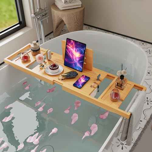 Bathtub Tray,Bath Tray for Tub,Bath Tub Tray Wood,Bath Caddy Tray for Bathtub,Bathtub Trays for Tub, As Gifts for Women Or House Warming Gifts New Home