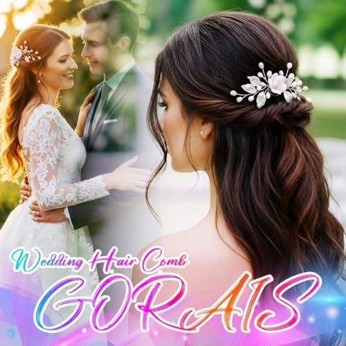Gorais Flower Bride Wedding Hair Comb Pearl Bridal Hair Pieces Leaf Hair Accessories for Women and Girls (a-silver)