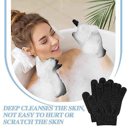 Ramede 30 Pair Exfoliating Glove Double Sided Exfoliating Bath Gloves Pack Nylon Colorful Shower for Men Women Beauty Spa Massage Shower Deep Clean Body Skin Bathing Scrubber Disposable(Black)
