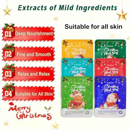 12PCS Christmas Facial Masks for Stocking Stuffers, Face Mask Set for Women Skincare, Hydrating Sheet Face Masks Skincare, Christmas Gifts for Women