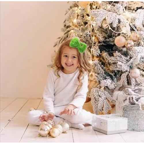 Christmas Green Bow Hair Clip, Green Gloves Women Girls Costume Accessories Christmas Hair Clip Tree Decorations
