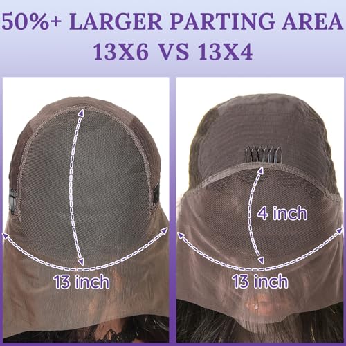 13x6 Lace Front Human Hair Wig, 100% Human Hair 180 Density, HD Lace Frontal Wig, Pre-Plucked Glueless Wigs, 28inch