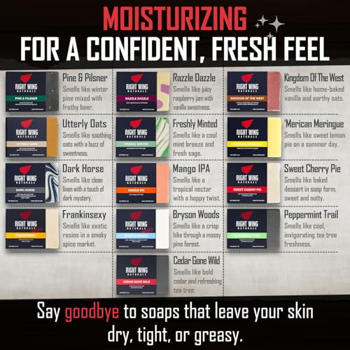 Right Wing Naturals Bar Soap Gift Set for Men | 13 Bar All Natural Variety Pack | Handcrafted Cold-Pressed Soap | Handmade Organic Soap for Men | Most Popular Scents | Natural Scented Men¡¯s Bar Soap