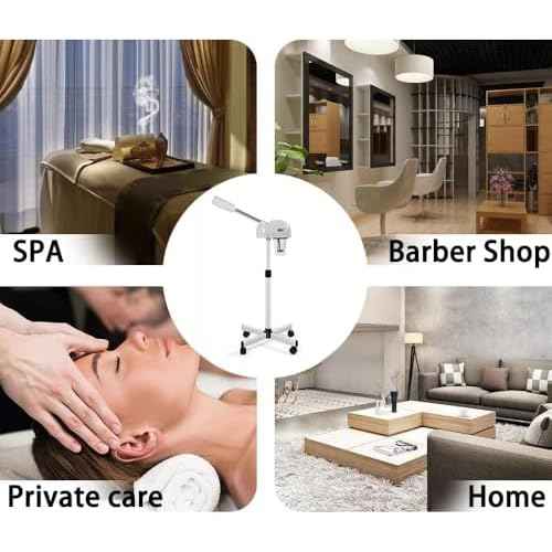 Professional Facial Steamer with Hot Mist Function, Stand Facial Steamer On Wheels, Height Adjustable & 360¡Æ Rotatable Nozzle, Use at Home & Salon SPA