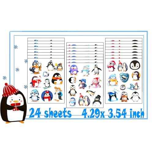 248 Penguin Tattoos Temporary Stickers Winter Party Supplies Decorations Christmas Themed Birthday Baby Shower Snow Season Party Tattoos