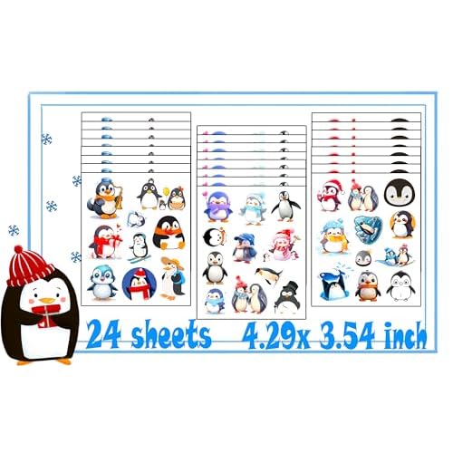248 Penguin Tattoos Temporary Stickers Winter Party Supplies Decorations Christmas Themed Birthday Baby Shower Snow Season Party Tattoos