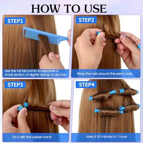 20 Pcs Perm Rods For Short Hair Small Plastic Hair Perming Rods And Rollers Curling Roller Perm Rod Medium For Long Hairs (Blue, 0.35 Inches)